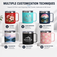 Lot de 40 tasses à café isothermes en acier inoxydable de 400 ml au design classique avec poignée, vierges et gravables au laser, cadeau personnalisé