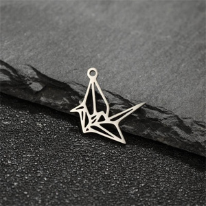 5 pcs/lot bricolage balancent breloques <span class=keywords><strong>Origami</strong></span> papier grues en acier inoxydable pendentif bricolage pour bijoux faits à la main en gros bibelot décoration - Product Image 2