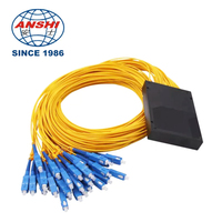 Konektor SC APC Tipe Kotak ABS 1x32 Fiber Optic PLC Splitter Kabel Berkualitas Tinggi Tipe Optical PLC Splitter