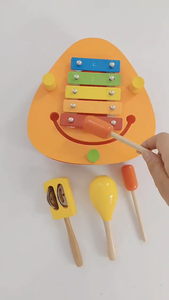 Piano à frapper multifonctionnel en bois pour la petite enfance, Xylophone 5 tons, Ensemble de 5 instruments de percussion éducatifs - Product Image 5
