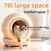 Bac à litière pour chat autonettoyant de 78 L avec surveillance à distance par application, ramassage automatique et isolation des odeurs