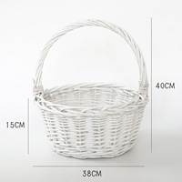 Panier à fleurs en osier blanc, panier tissé décoratif pour la Saint-Valentin, arrangements floraux, mariages, décoration de la maison et du jardin
