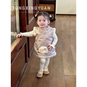 Child Star Circle Girls' Chinese Style Cotton-padded Dress Winter Princess Cheongsam New Year Outfit Baby Girls - Product Image 1