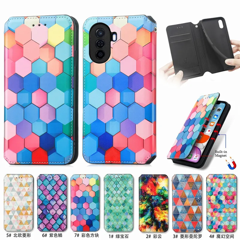 New Magnetic PU Leather Card Holder Wallet Protection Cover Phone Case For Huawei Nova Y70 Y90 Nova 9 SE