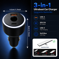 Pengisi Daya Mobil Khusus Starlink Mini Adaptor 3-in-1 Output DC 60W dengan Dua Port USB Cepat