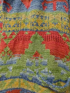 Colorful Ethnic Patterned Casual Knitted <b>Cardigan</b> <b>with</b> Notched Collar <b>Pockets</b> Front Logo - Product Image 4