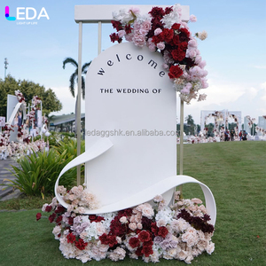 Décoration d'entrée pour événements et fêtes LEDA, décorations et fournitures, toile de fond florale suspendue en acrylique blanc pour mariage - Product Image 1