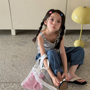 <span class=keywords><strong>Pantaloni</strong></span> Capri Estivi <span class=keywords><strong>per</strong></span> Bambini Stile Coreano a Gamba Larga Anti-zanzare in Puro Cotone Lavato <span class=keywords><strong>per</strong></span> Bambine - Product Image 4