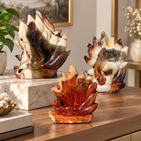 Figurine de renard à neuf queues en agate à rayures rouges, sculptée à la main, en cristal, décoration en pierre pour collection et cadeau