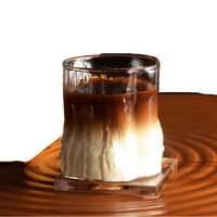 Tasse en verre borosilicate haute résistance, design souche d'arbre, 300 ml, gobelet transparent texturé effet bois créatif pour café, thé, jus et autres boissons