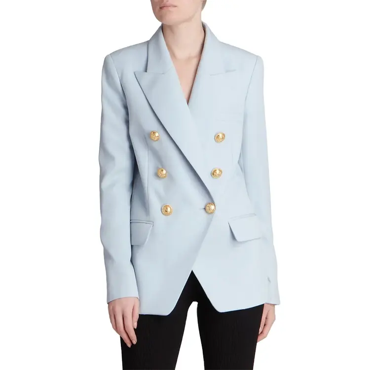 Chaqueta de oficina de diseño clásico para mujer, chaqueta elegante de lujo, ajustada, con doble botonadura, informal y Formal, color negro, 2021