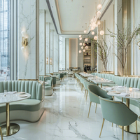Ensemble de mobilier élégant pour hôtel et restaurant Ron Group : table en marbre, banquette en cuir, chaise rembourrée avec table