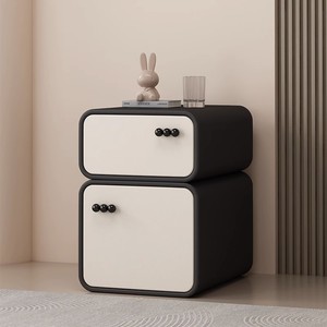 Modern <b>Bedside</b> <b>Table</b> Creamy Style Minimalist Design Childrens Room Storage Cabinet Bedroom Furniture Art Artificial Board - Product Image 2