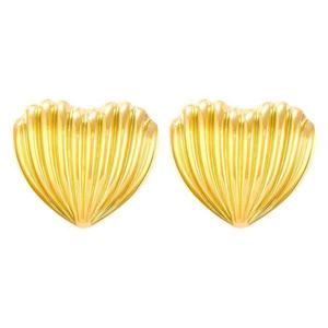 ต่างหูแบบติดหูรูปหัวใจดอกไม้เคลือบทอง 14K ทำจากสแตนเลสสตีลสำหรับผู้หญิง - เครื่องประดับสำหรับงานปาร์ตี้สุดอินเทรนด์ - Product Image 5