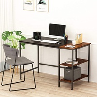 Bureau nordique cadre en acier moderne marron noir Table d'étude PC bureau d'ordinateur avec étagère