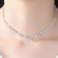Parures de fiançailles élégantes en argent plaqué tendance, collier et boucles d'oreilles en zircon, pour femmes, mariage, fête, fabrication artisanale en laiton, cadeau parfait