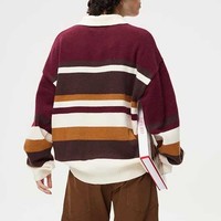 Pull en tricot rayé rétro style preppy - Pull confortable à col et blocs de couleur
