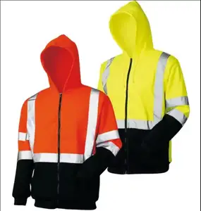 LX Hi Vis reflektif keselamatan Polar Fleece Hoodie jaket