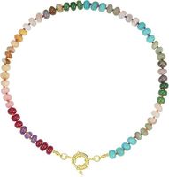 YIMEILI & 50+ Couleurs Collier d'été en pierres naturelles arc-en-ciel de 8MM/6MM avec fermoir en acier inoxydable plaqué or