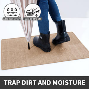 Paillasson rectangulaire en fibre de polyester avec semelle en caoutchouc, antidérapant, couleur unie, résistant aux taches, pour entrée de maison et couloir - Product Image 3