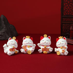 Estatua de resina de gato de la suerte ecológica y creativa, adorno de tendencia nacional, decoración de escritorio para el hogar y la Oficina para uso artesanal en el jardín - Product Image 3