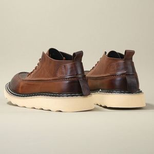 Premium Cowhide Men's Boots Workwear Style Casual&Trendy <b>Height</b> <b>Increasing</b> Non-Slip Wear-Resistant Thick-Soled Men's <b>Shoes</b> - Product Image 2