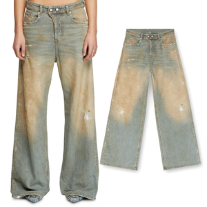 Nuevos Jeans de Mezclilla Lavados con Efecto Sucio, Estilo Y2K, Holgados, con Pintura en Aerosol, Desgastados, Vintage, de Pierna Recta, Jeans de Diseñador para Hombre - Product Image 1