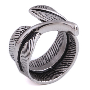 Feather Shape Stainless Steel <b>Ring</b> For Women Gift Jewelry <b>Silver</b> Color <b>Adjustable</b> Size Fashion <b>Rings</b> - Product Image 5