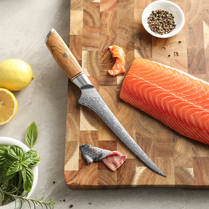 تصميم جديد سكاكين شرائح مخصصة 73 طبقات مسحوق دمشق الصلب حادة سكين المطبخ مع مقبض خشب الزيتون الطبيعي - Product Image 5