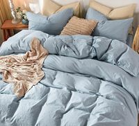 Literie housse de couette 100% lin microfibre lavé comme texturé doux confortable ensemble de couette