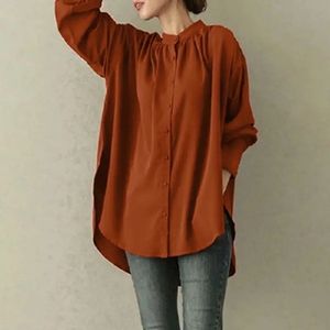 Asie du sud-est chemisier décontracté pour femmes, élégant, musulman, couleur unie, tunique, manches plissées, chemisiers et chemises modeste, 2023 - Product Image 5