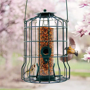 Mangeoires d'oiseaux dissuasives d'écureuil pour l'extérieur suspendues Tube en <span class=keywords><strong>cage</strong></span> à 4 ports Mangeoire pour oiseaux sauvages en acier résistant à la mastication et aux intempéries - Product Image 6