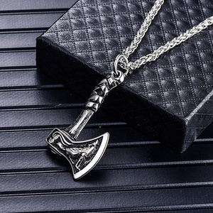 Pendentif hache en acier inoxydable MECYLIFE, bijoux viking nordique, collier hache de loup hurlant, bijoux hip-hop pour hommes - Product Image 5