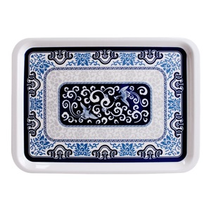 Wuhe Melamine Serving <b>Trays</b> Blue Pattern Rectangular Unbreakable For Hotel <b>Tea</b> Coffee - Product Image 3