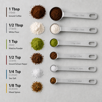 Ensemble de 6 cuillères doseuses en acier inoxydable 304 ou 430 avec personnalisation du logo et de l'emballage pour matcha, café, farine