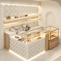 Comptoir de bar à café multi-matériaux CIRI, mobilier de magasin personnalisé, éco-responsable, éclairé par LED, pour restaurant, hôtel, hall d'entrée, café