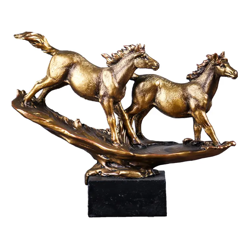 Decor Gifts Crafts Accessories Gold Horse Statues Resin Decoration Sculpture Home Decor