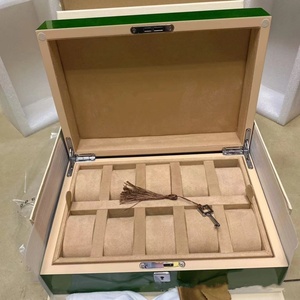Caja de reloj de madera con múltiples ranuras de lujo <span class=keywords><strong>para</strong></span> tienda de <span class=keywords><strong>relojes</strong></span> y <span class=keywords><strong>para</strong></span> <span class=keywords><strong>relojes</strong></span> suizos negro y verde <span class=keywords><strong>para</strong></span> caja de regalo - Product Image 3
