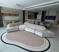 Grand canapé modulaire en forme de L pour appartement, villa, hôtel, avec rembourrage intégral en mousse, compression sous vide intégrée, module irrégulier