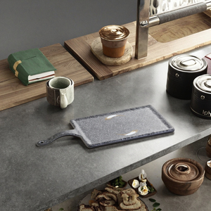 Plateau de service plat noir rectangulaire avec poignée, 1 pièce, style coréen, <span class=keywords><strong>grand</strong></span>, 14.5 pouces, offre spéciale - Product Image 3