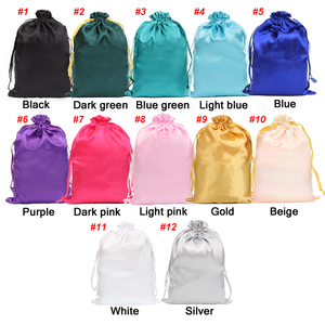 Çapraz sınır toptan özel toz torbası ile logo saten çanta peruk için promosyon saten ipek İpli hediye çantası kozmetik için - Product Image 2