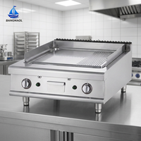 Grill électrique professionnel polyvalent pour comptoir, plaque moitié côtelée et moitié plate, double commande, Teppanyaki de table