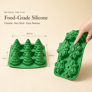 Moule à gâteau en silicone de Noël, moule de cuisson 3D Arbre et Flocon de Neige de qualité alimentaire pour chocolat, savon et pâtisserie DIY - Product Image 4