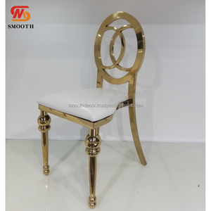 SMOOTH Barato Fiesta Eventos Boda Muebles de comedor Oro Acero inoxidable Ronda Back Banquete Silla de comedor - Product Image 1
