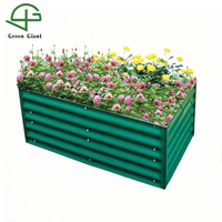 17 ''de hauteur 3.5ft X 2ft Rectangle balcon décoration de la maison jardin Pot de fleur en métal lit surélevé Kits de jardinière extérieure