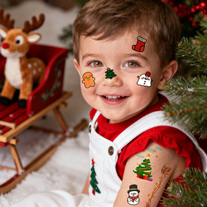 Nuovi Adesivi <span class=keywords><strong>Tatuaggio</strong></span> Natalizi per Bambini con Cartoni Animati, Simpatici Babbo Natale, Pupazzo di Neve, <span class=keywords><strong>Albero</strong></span> di Natale, Tatuaggi a Trasferimento d'Acqua - Product Image 4