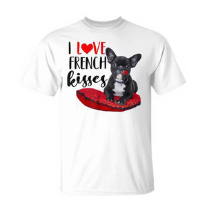 T-shirt « I Love French Kisses » pour amoureux des bouledogues français, pour maman de chien - Product Image 2