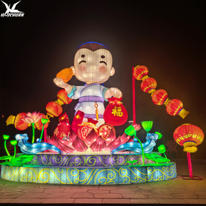 Lanterne Cinesi Giganti in Tessuto di Seta, Fatte a Mano per Mostre ed Esposizioni di Capodanno, dalla Fabbrica di Lanterne di Zigong - Product Image 4