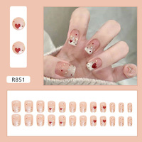 24 faux ongles à presser French Manucure réutilisables, forme carrée, avec colle, lot en gros pour salon