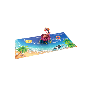 Carte de vœux 3D pop-up, mignonne, thème flamant rose, vacances d'été, Kirigami, cartes d'anniversaire, vente en gros - Product Image 1